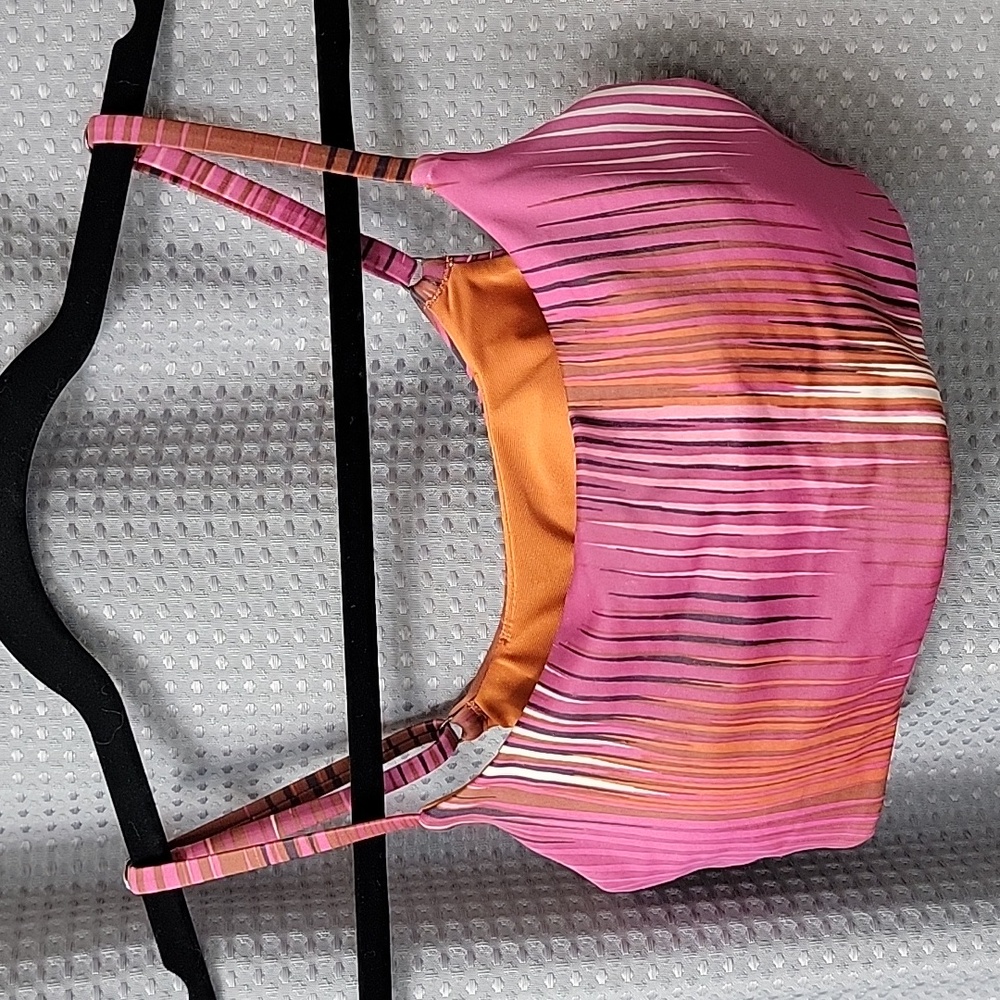 Athleta Swim Pink and Orange Striped Bikini Top Size XS